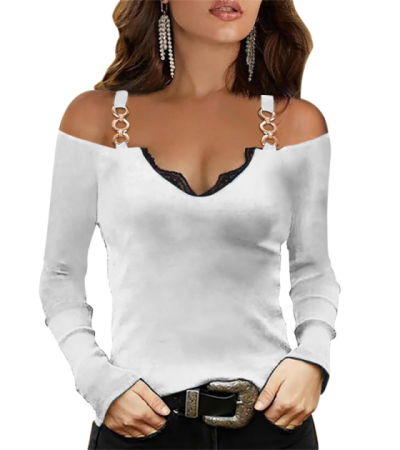 露肩吊带短袖T恤LTW20357 - 仿棉-180g/S