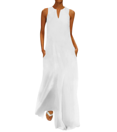 VXCQ  无袖V领长裙  （R0054） - 牛奶丝-170g/S