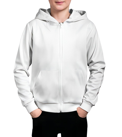 儿童单层连帽拉链衫R0129 - 健康布-200g/110