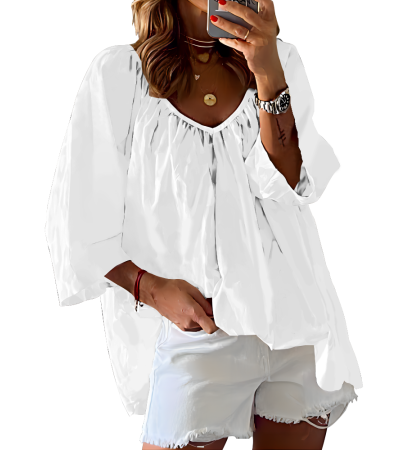 女V领7分袖插肩袖上衣LTW20576 - 东泰666-120g/S