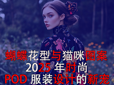 蝴蝶花型与猫咪图案:2025年时尚POD服装设计的新宠 蝴蝶花型与猫咪图案:2025年时尚POD服装设计的新宠