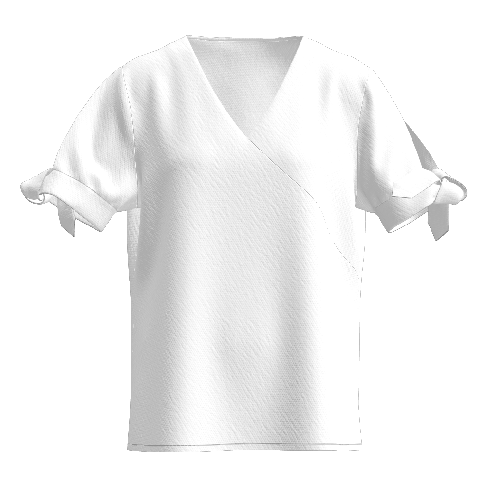 女真丝绒V领袖口蝴蝶结上衣LTW20482 - 真丝绒-160g/S