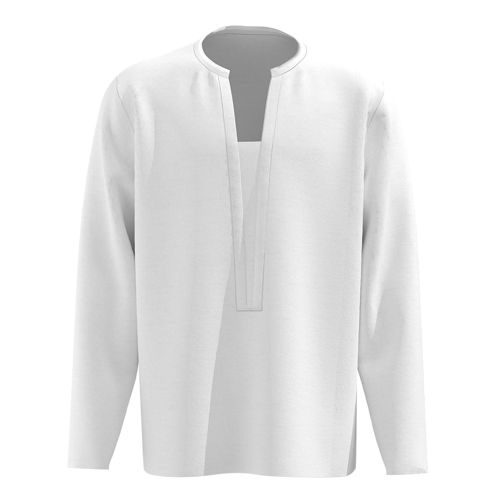 男仿棉前中抽绳圆领长袖T恤LTM100248 - 仿棉-180g/S