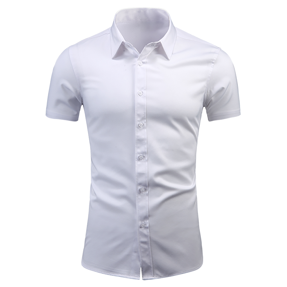 男数码印四面弹翻领短袖衬衫-LTMJ10008 - 四面弹-120g/S