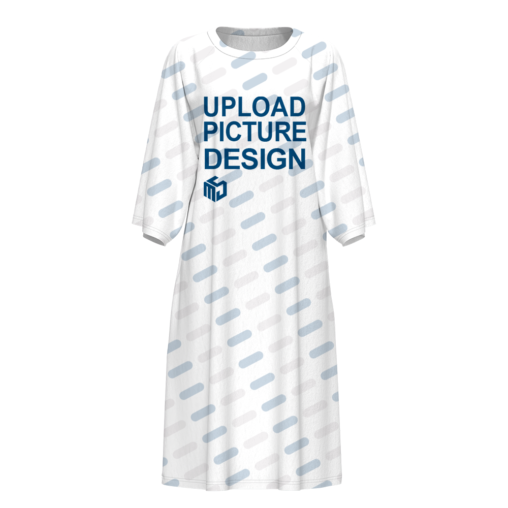 女士插肩袖圆领睡裙有袋无脚口无袖口-XHY048 - 仿棉-170g/XS