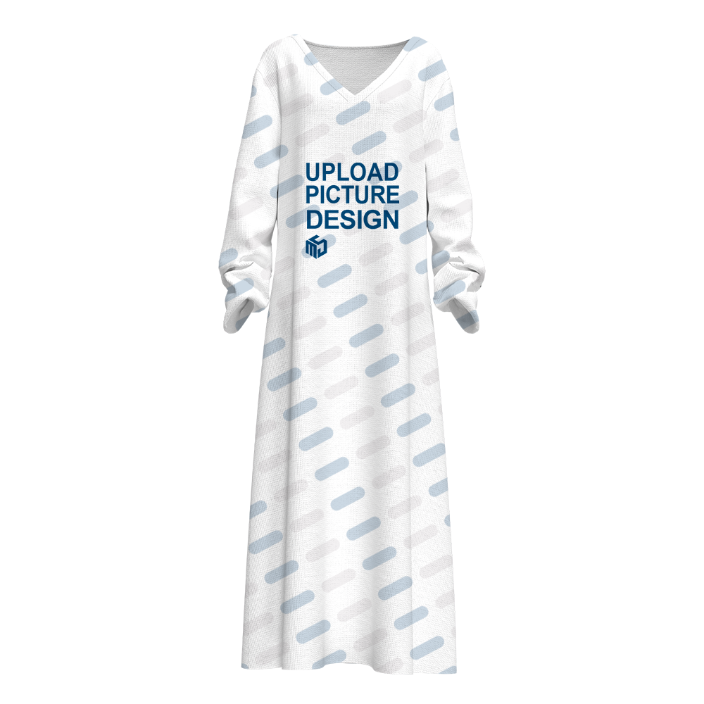 女士长袖V领连衣裙-HJKJ006 - 磨毛牛奶丝-200g/XL