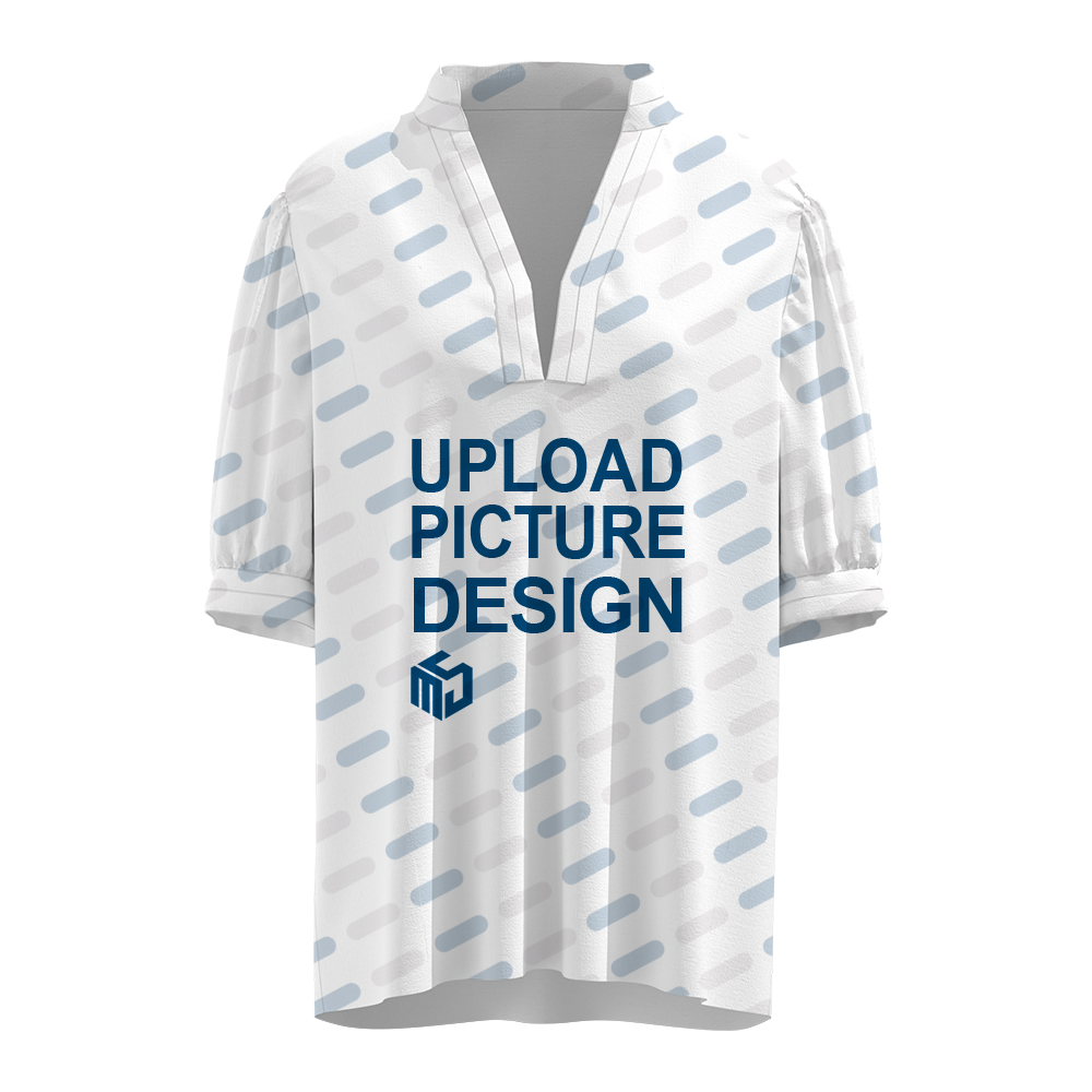 女士拼接袖领口短袖上衣-XJB7166 - 四面弹-120g/S