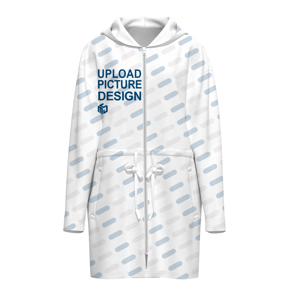 女士开衫拉链长袖收腰抽绳拉链连帽外套-P1000011 - 健康布-220g/S