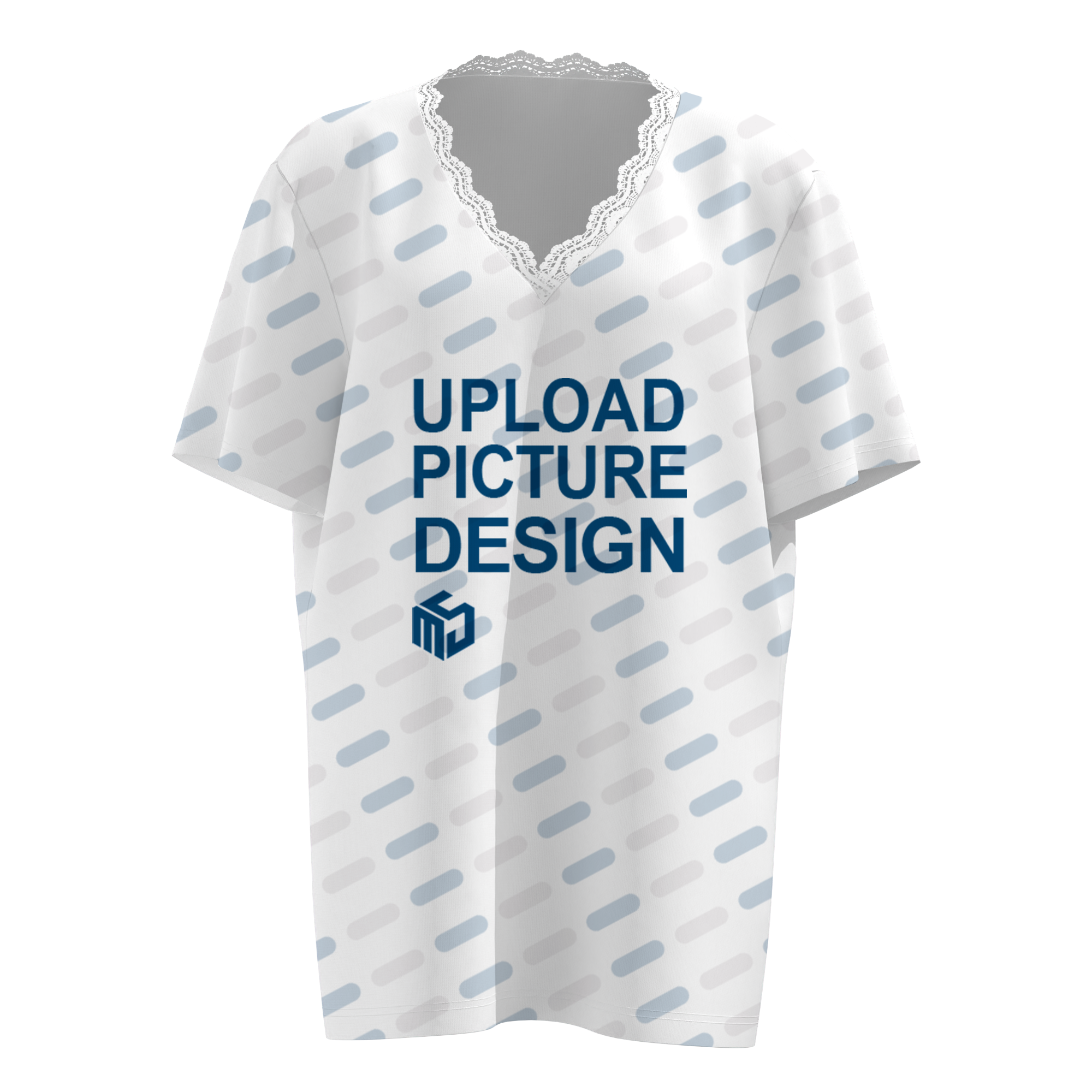 女士短袖V领短T恤蕾丝款-LTW20088X - 仿棉-180g/S