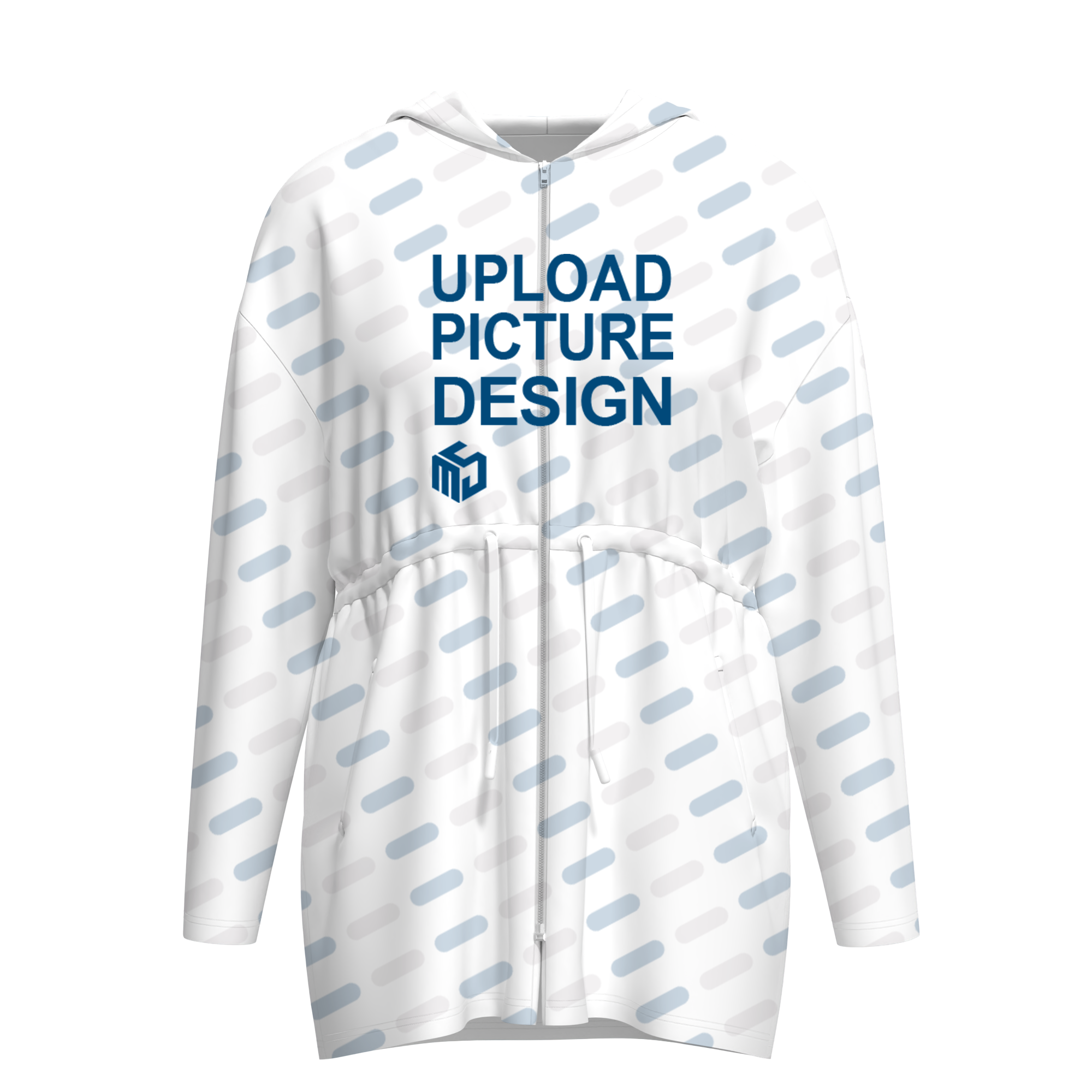 女士开衫拉链腰带腰带抽绳有口袋连帽大码外套-P100091 - 复合面料-373g/0XL