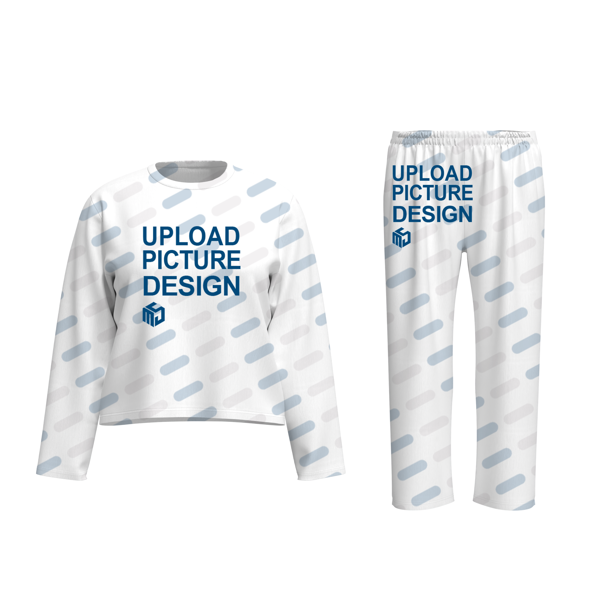 女士长袖圆领长裤套装无袋无袖口无脚口-P100089 - 仿棉-200g/XL