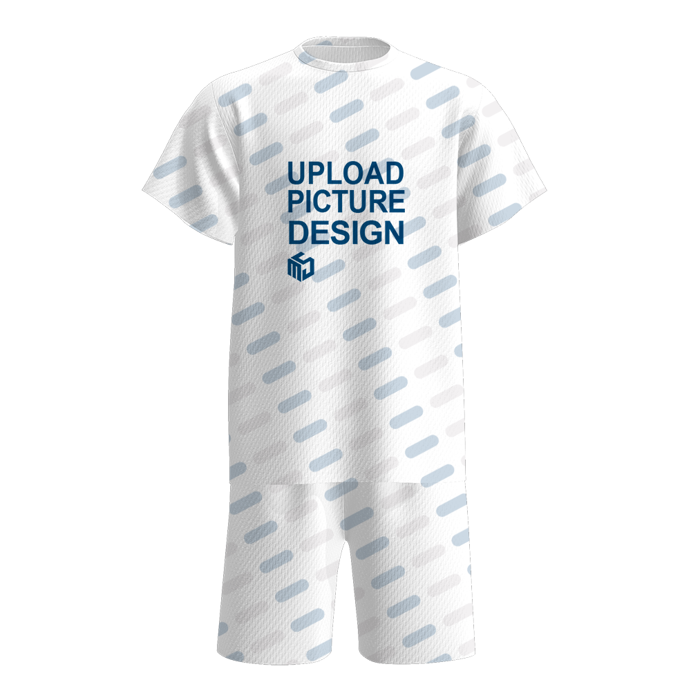 男士无袖口无脚口短袖圆领球服抽绳短裤套装-A0210X  - 针眼布-140g/L