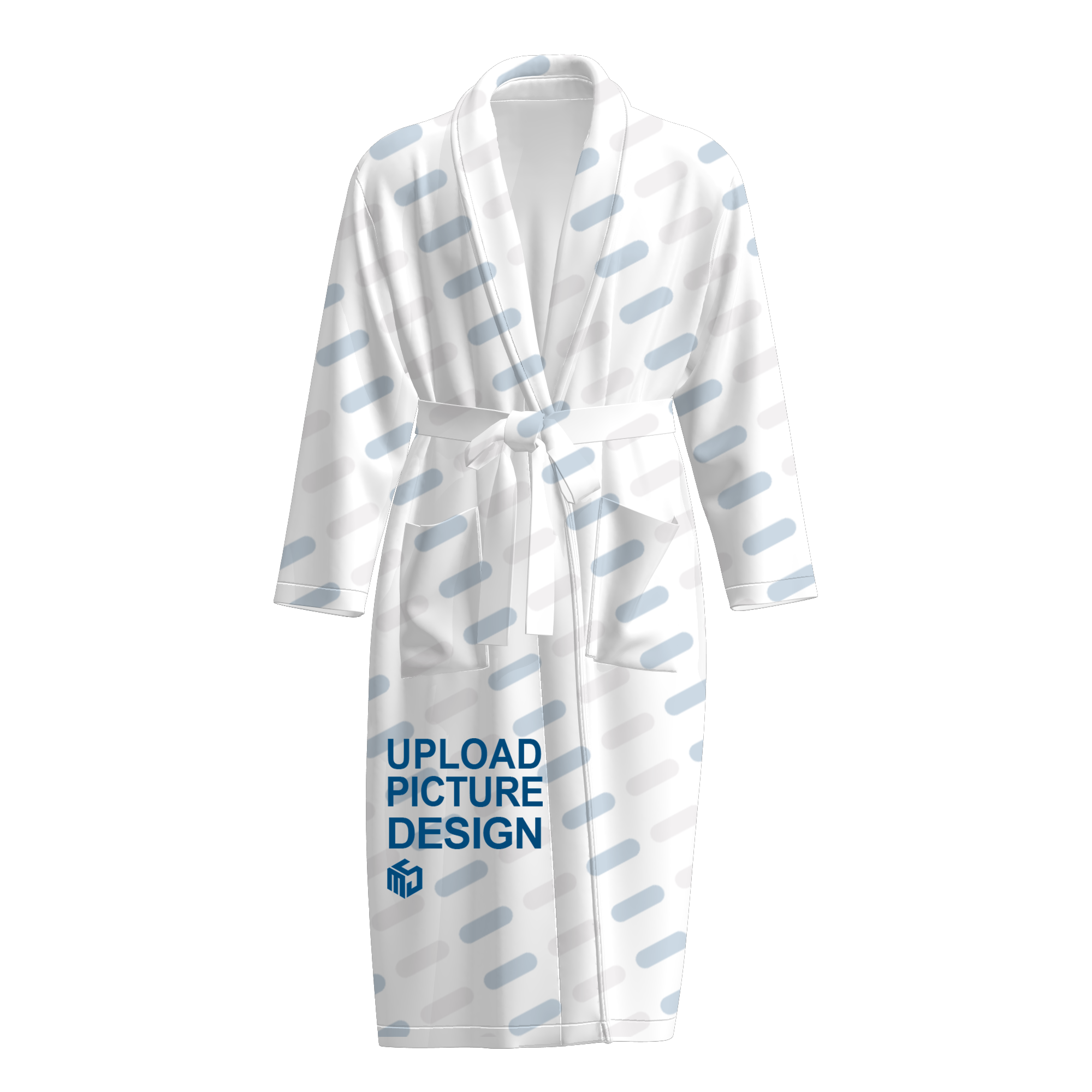 成人翻领睡袍双前袋有腰带-A0131X - 双面法兰绒-280g/M