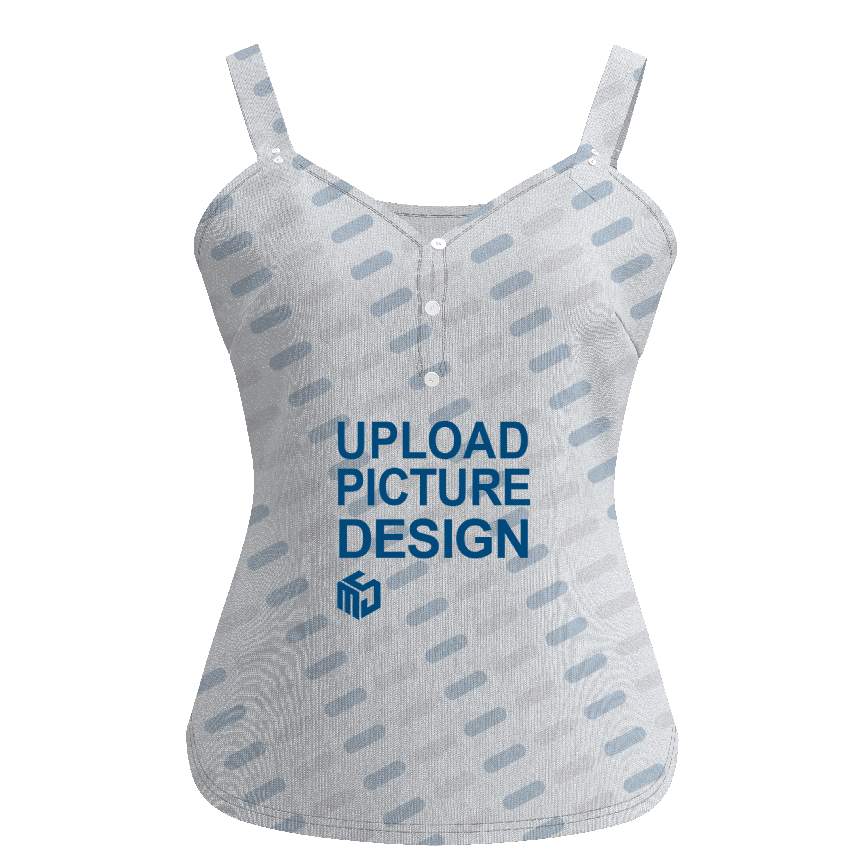 女数码印仿棉前中带装饰扣圆领吊带背心-A0039X - 仿棉-200g/S