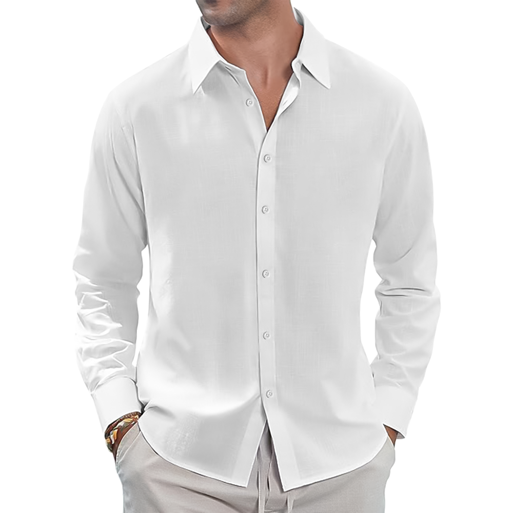 男数码印翻领长袖衬衫-LTMJ10015 - 竹节麻-120g/S