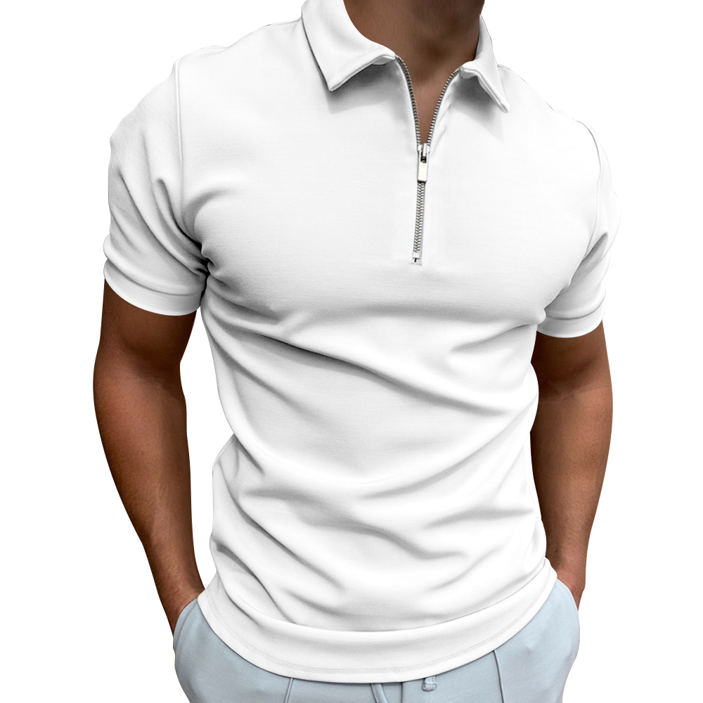 XBH0001-polo短袖带门襟拉链衫 - 鸟眼布-110g/S