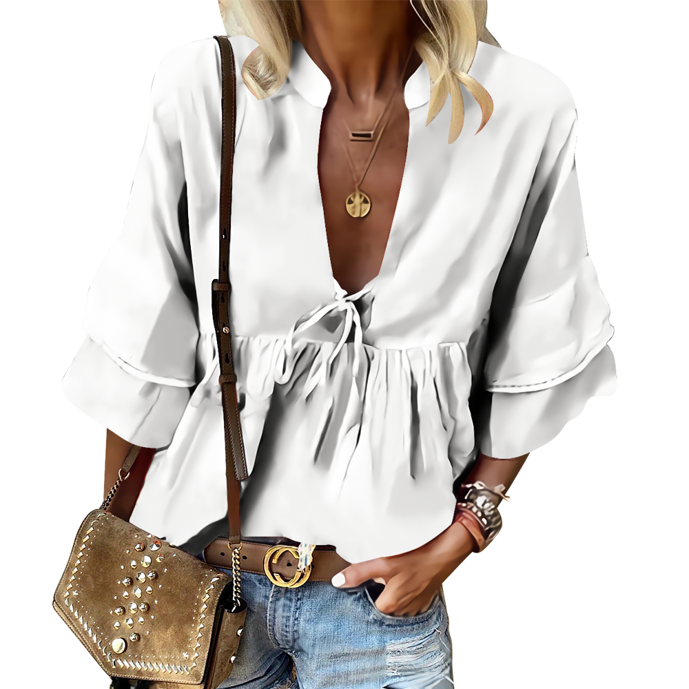 女前中V领7分袖上衣LTW20577 - 东泰666-120g/S