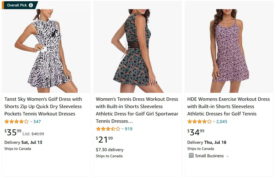 跨境选品,运动服品类裙子热卖