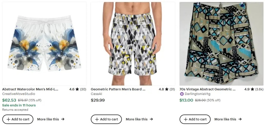 跨境电商款式推荐男装休闲几何印花短裤