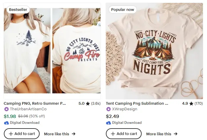 跨境选品思路，秋冬T恤设计元素推荐之秋季露营风景设计